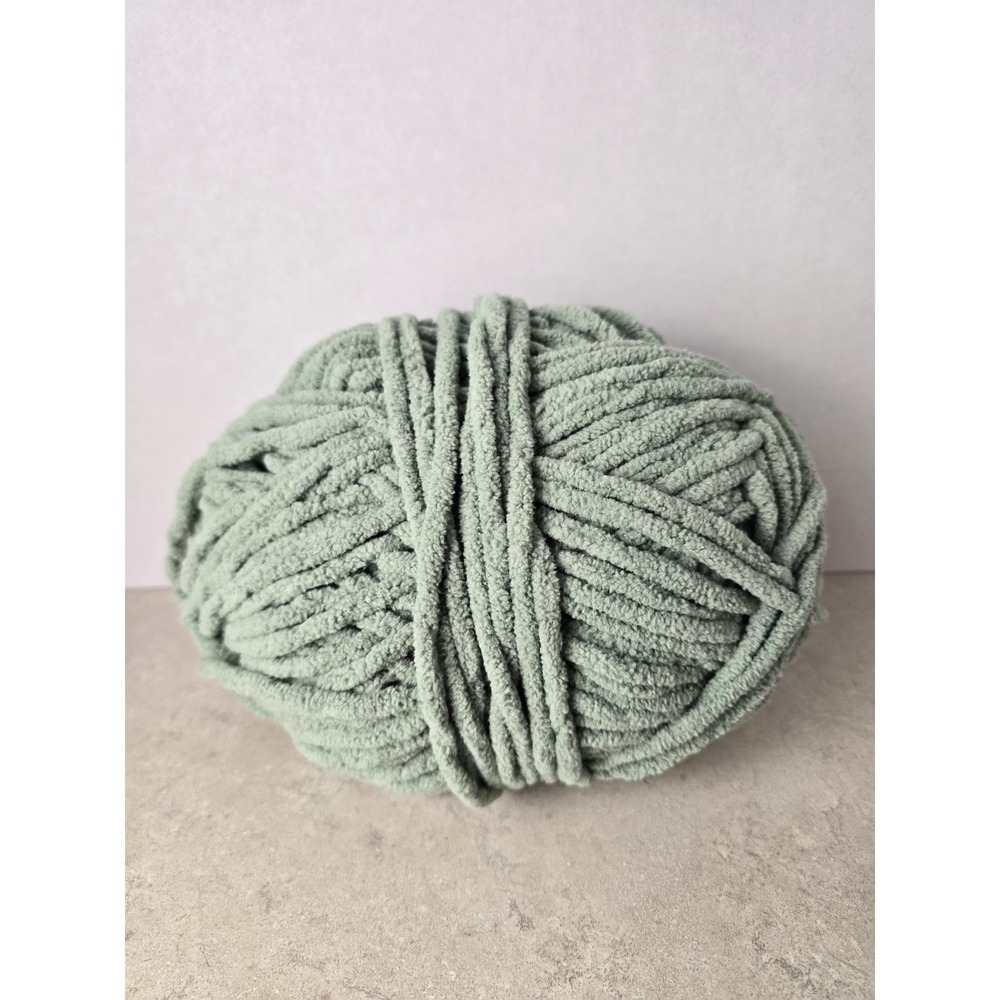 6.2 oz Bulky Chenille Light Green Yarn Acrylic